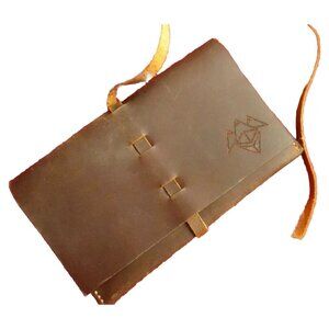 HIKERS MAP MOUNTAIN STRAP WALLET  8x4" HUGE RAW COWHIDE BROWN USA